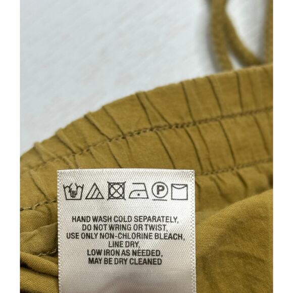 Anthropologie Cropped Pants Green Black Eyelet Fabric Elastic Waist Bohemian XS - Picture 6 of 10